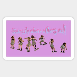 Skaters fly where others walk Sticker